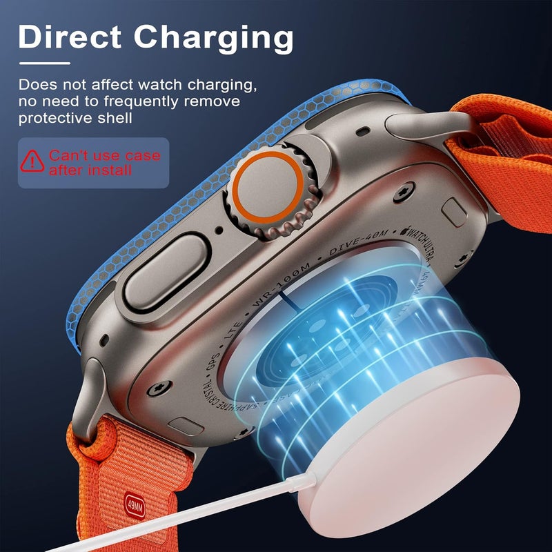 wsken for Apple Watch Ultra 3/Ultra 2/Ultra Screen Protector 49mm,9H Tempered Glass + Titanium Alloy Frame, [Keep Original] [Touch Sensitive] Lightweight Protective Glass Film, Orange + Original - Image 4